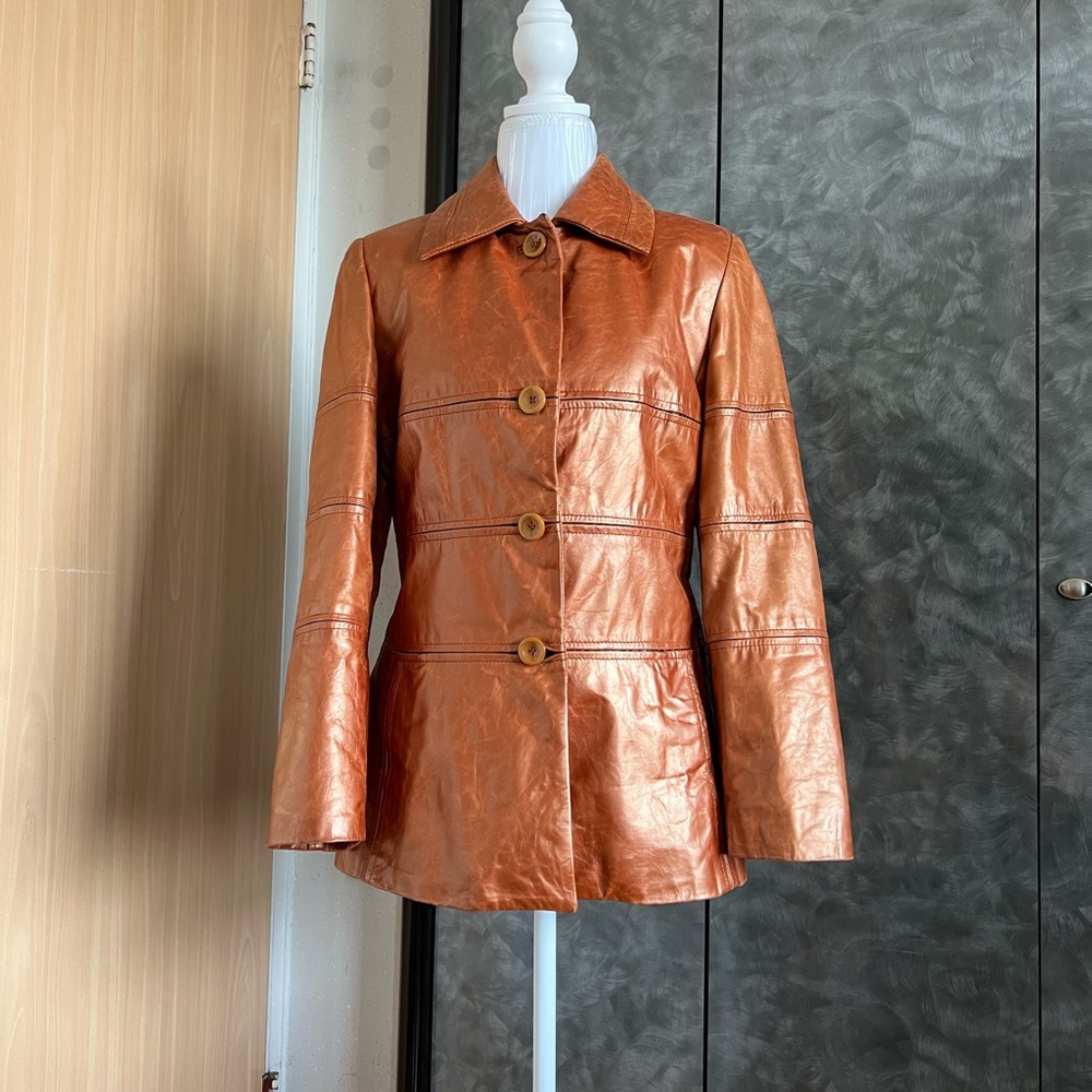 Leather Orange Jacket - image 1